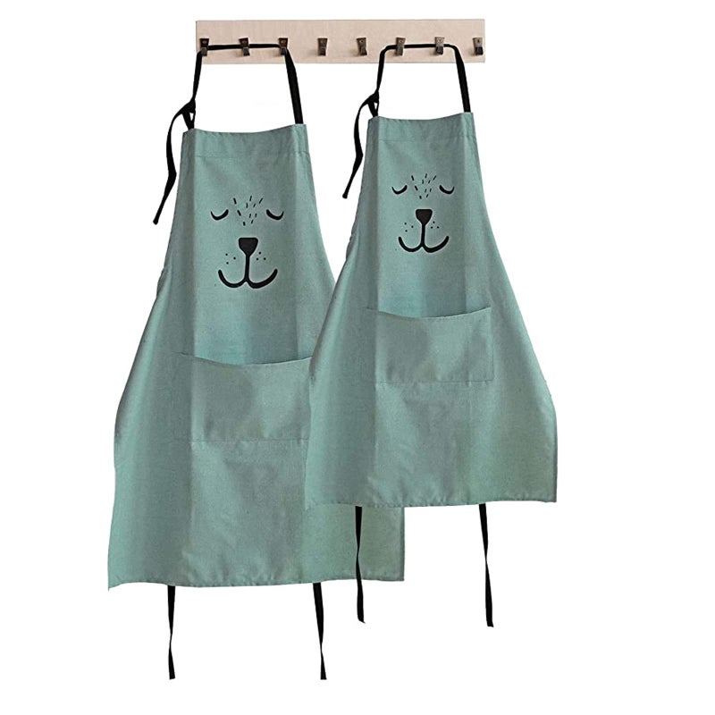 YOLOPARK Lovely Parent and Child Apron, Comfortable Simple Apron with Pocket for Painting Cooking Artist Chef, Pack of 2 - Image 1